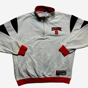 VINTAGE Syracuse Sweatshirt Mens XL White 1/4 Zip University